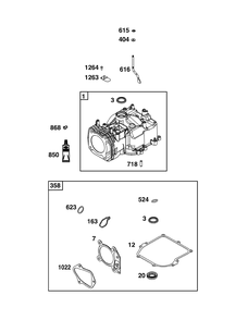 Cylinder Group Diagram and Parts List for 09P602-0125-H5 020000 - 09Z999 Briggs and Stratton Engine
